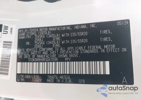 2024 Toyota Highlander Limited z USA, uszkodzony, nr VIN 5TDKDRBH9RS561098